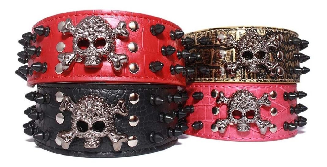 Collar Perro Calavera Puntas Redondas 2Xl Rojo Mascan-2