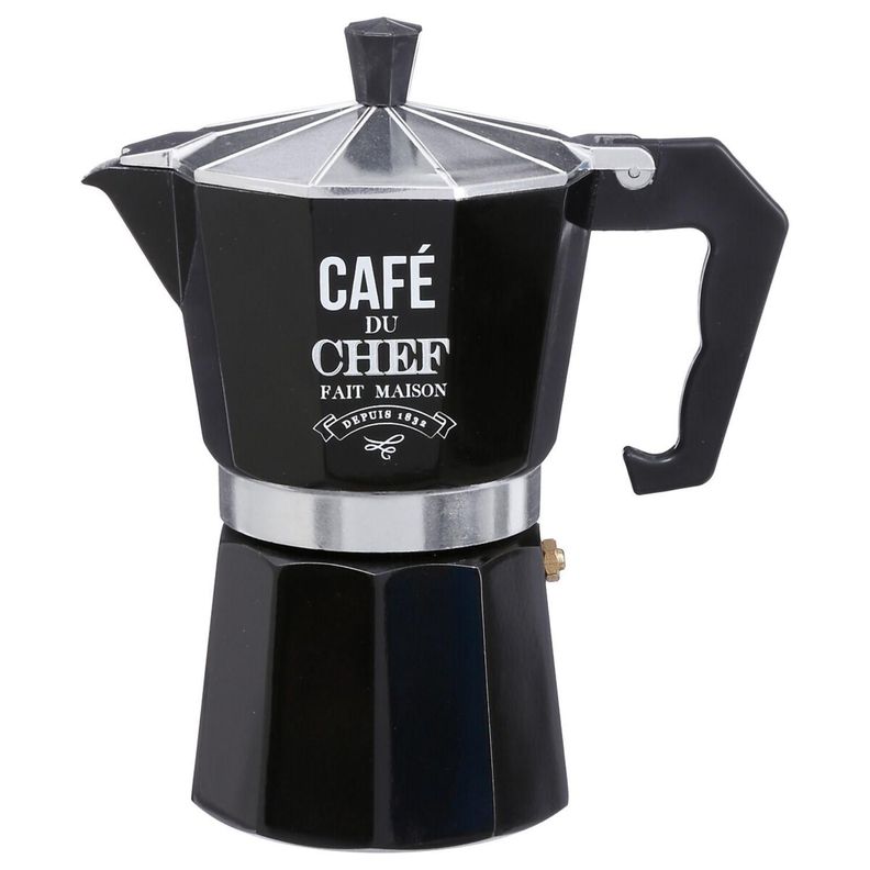 Cafetera Italiana acero 6 Tazas Negro 5Five-0
