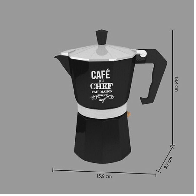 Cafetera Italiana acero 6 Tazas Negro 5Five-3