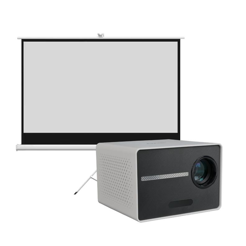 Proyector Portatil Mini Halo 9000lm + Telón 100" LEVO-0