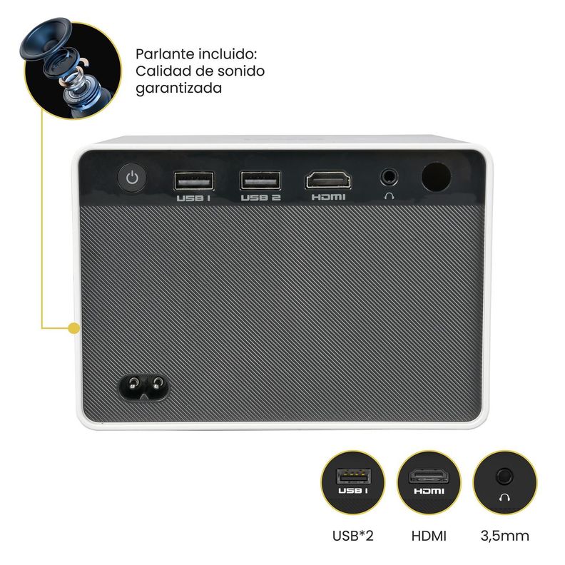 Proyector Portatil Mini Halo 9000lm + Telón 100" LEVO-3