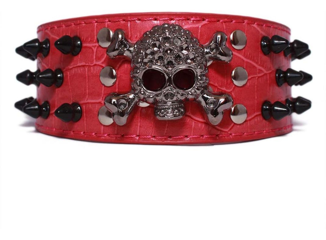 Collar Perro Calavera Puntas Redondas 2Xl Fucsia Mascan-0