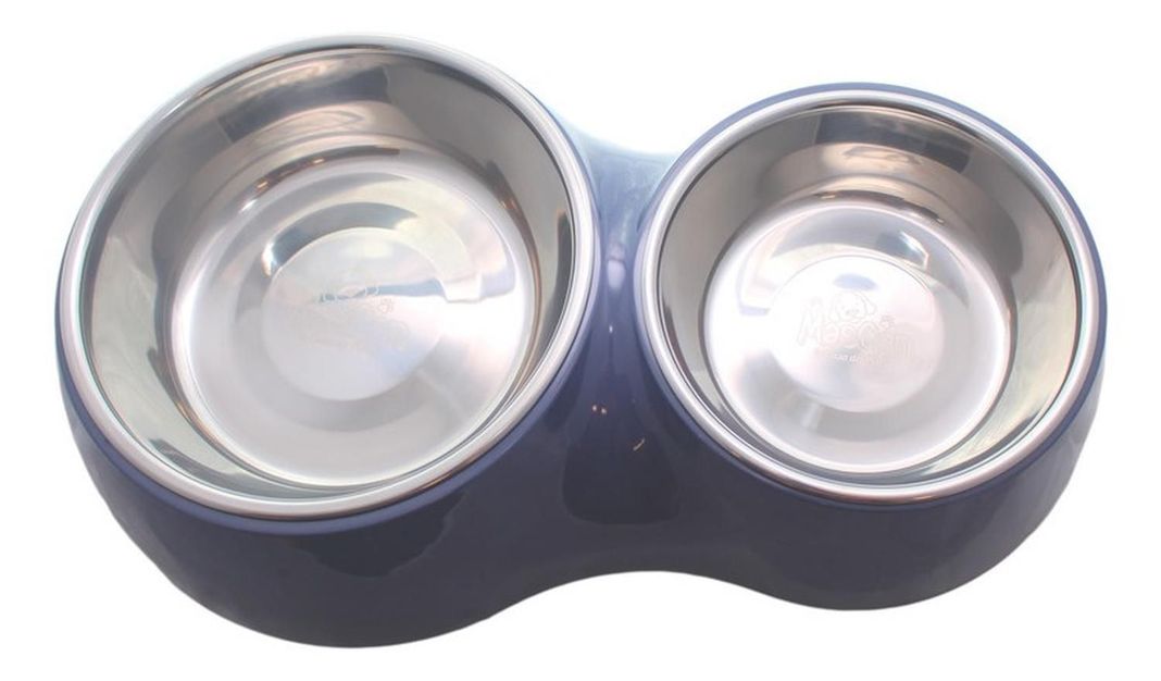 Plato Comida Agua Azul Marino Para Perro M Mascan-0