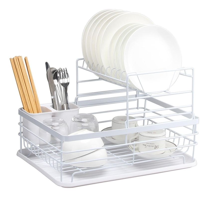 Secaplatos Escurridor 2 Niveles Acero Inox Blanco Simplit-0