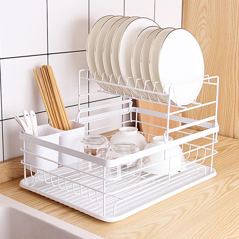 Secaplatos Escurridor 2 Niveles Acero Inox Blanco Simplit-1