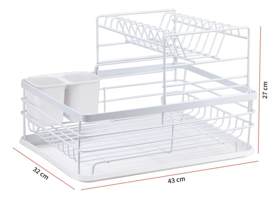 Secaplatos Escurridor 2 Niveles Acero Inox Blanco Simplit-2