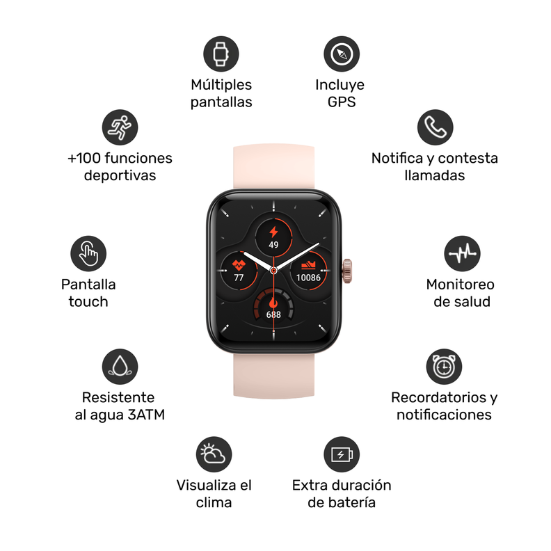 Pack Smartwatch GPS MoveOn 7 Pink + ENC Tuneair-2