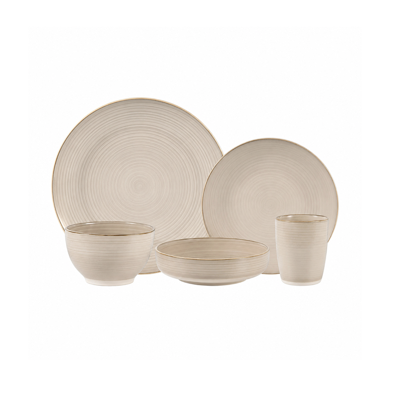 Juego Loza Ceramica 30 pcs Siena 6 personas Simplit Beige