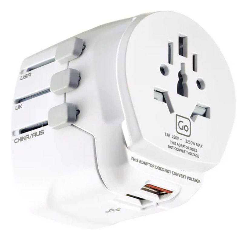 Adaptador Enchufe Universal Con Tierra Tres Clavijas + 2 Usb-0