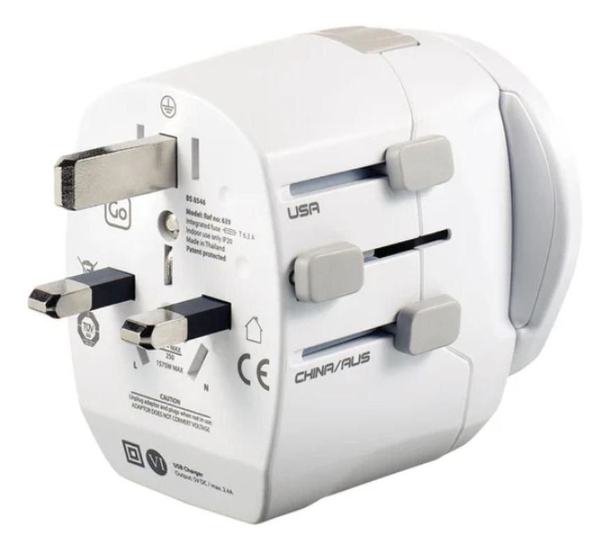 Adaptador Enchufe Universal Con Tierra Tres Clavijas + 2 Usb-4