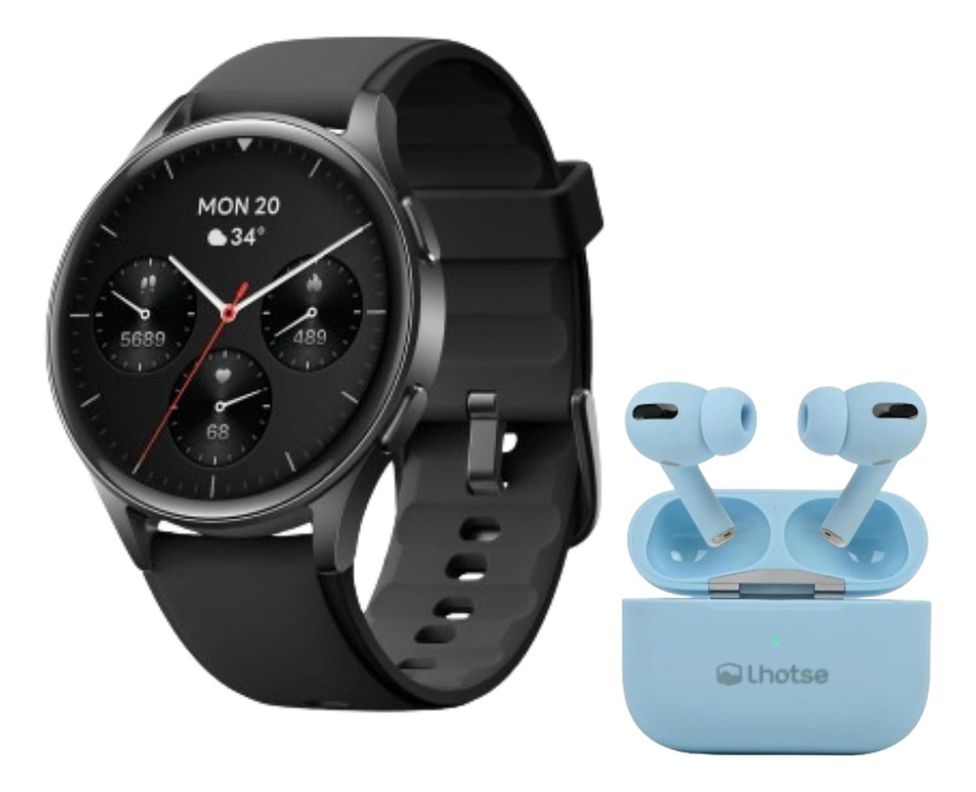 Pack Smartwatch Lhotse Vibe 05 Black + Audífonos Celeste-0