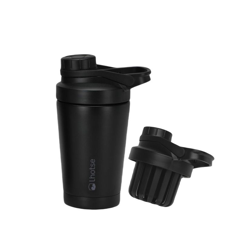 Shaker Vaso Proteina Acero Inoxidable NutriCore 500ml Lhotse Negro