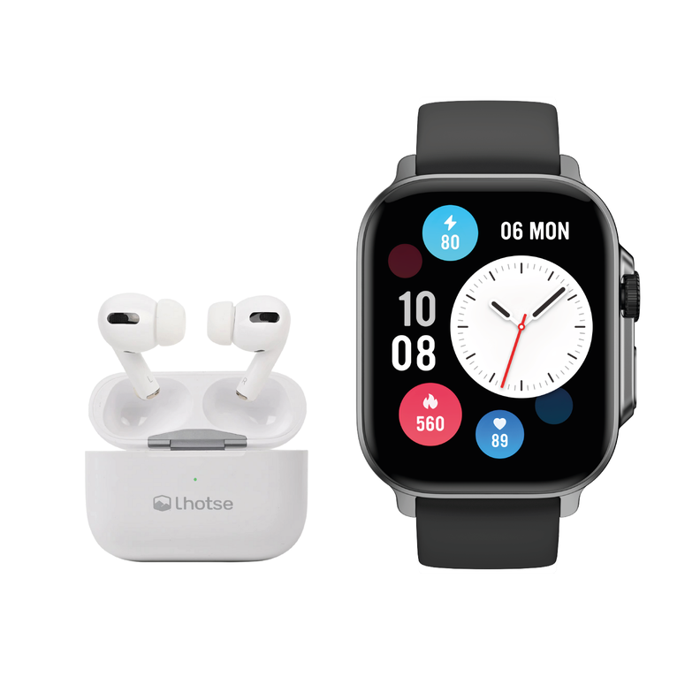 Pack Smartwatch Connect S03 + Audífono RM7 Blanco Lhotse-0