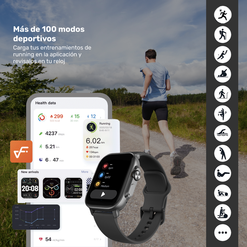 Pack Smartwatch Connect S03 + Audífono RM7 Blanco Lhotse-3