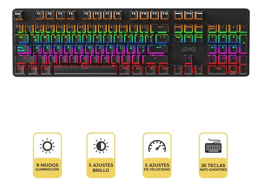 Teclado Mecánico Gamer Storm RGB QWERTY Retroiluminado Levo-2