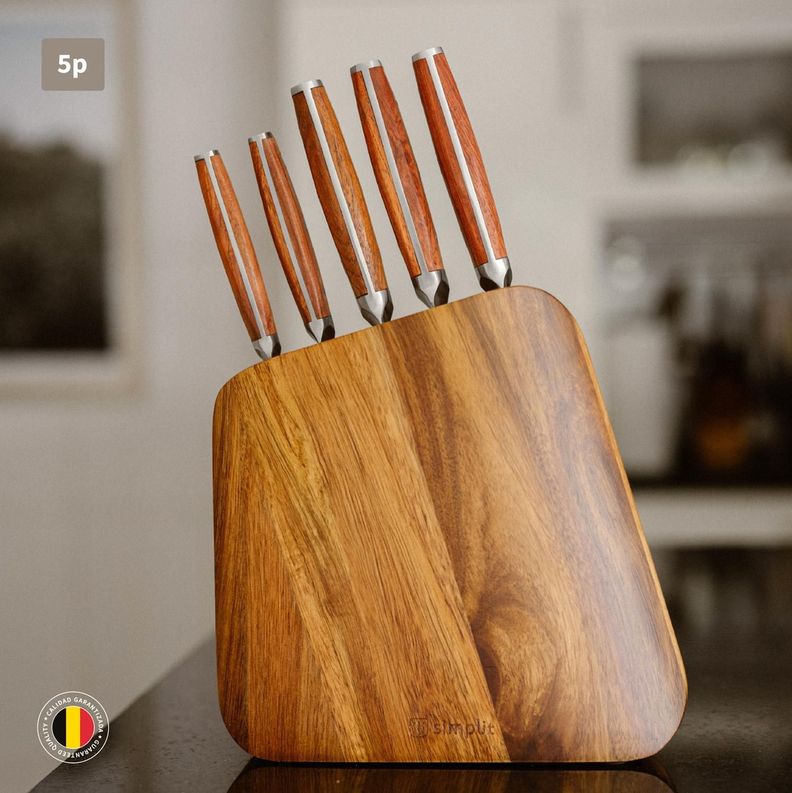 Set Cuchillos Holz 5 pcs Acero Inoxidable + Taco Simplit-3