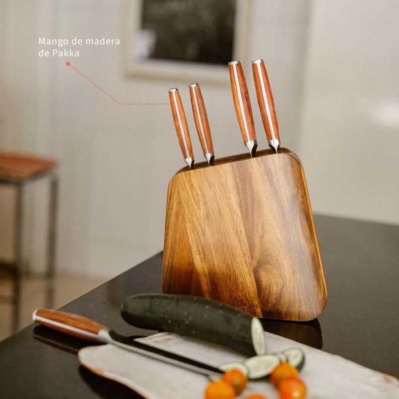 Set Cuchillos Holz 5 pcs Acero Inoxidable + Taco Simplit-5