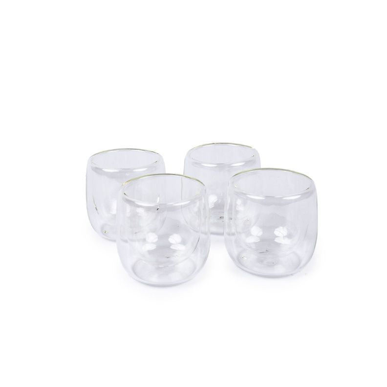 Set 4 Tazas Vidrio Doble Pared Expreso 80 ml Simplit-0