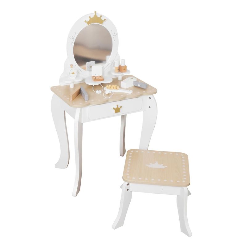 Tocador Infantil Para Ninas Espejo Maquillaje Madera Bandu Blanco