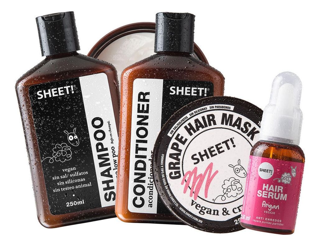 Pack Shampoo Acondicionador Low Poo Crema Uva Argan Sheet-0