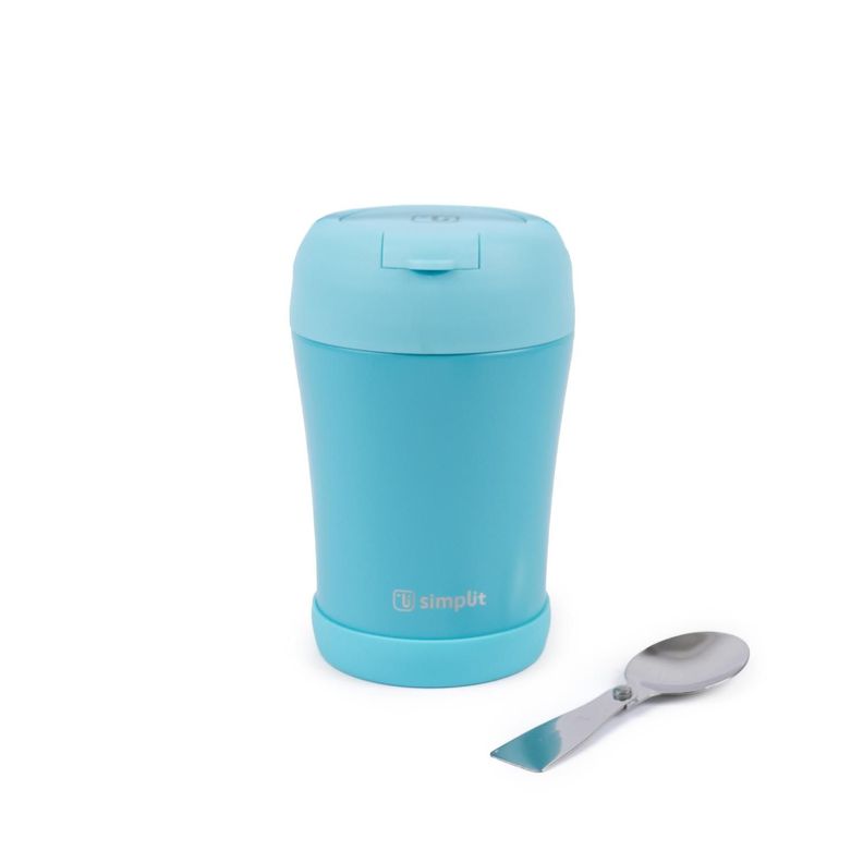 Termo Comida 400ml Azul Cuchara Acero Inox Simplit-0