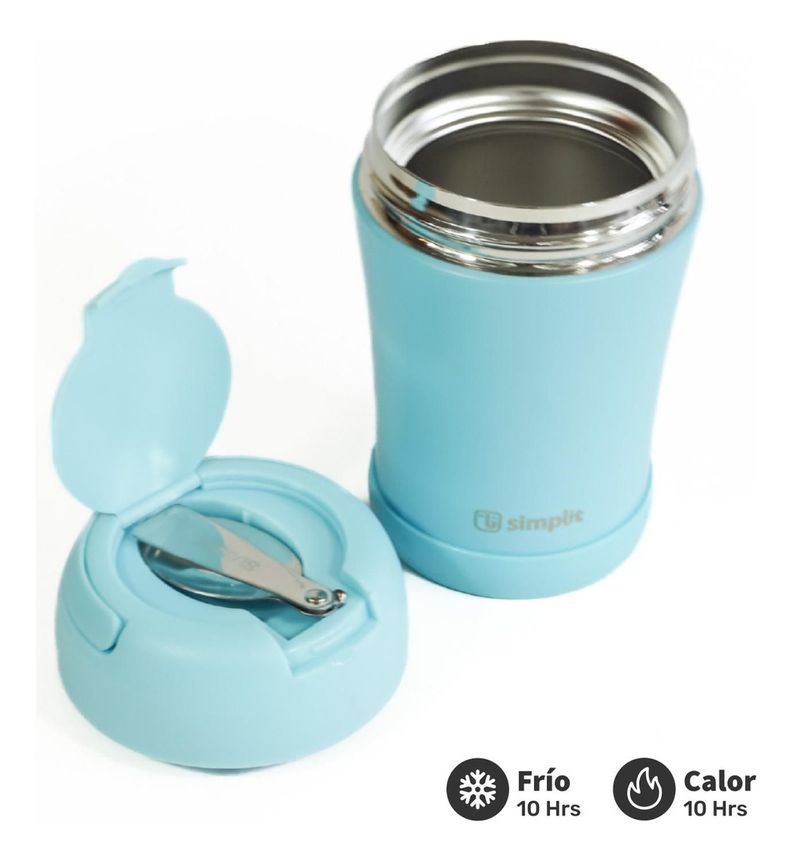 Termo Comida 400ml Azul Cuchara Acero Inox Simplit-3