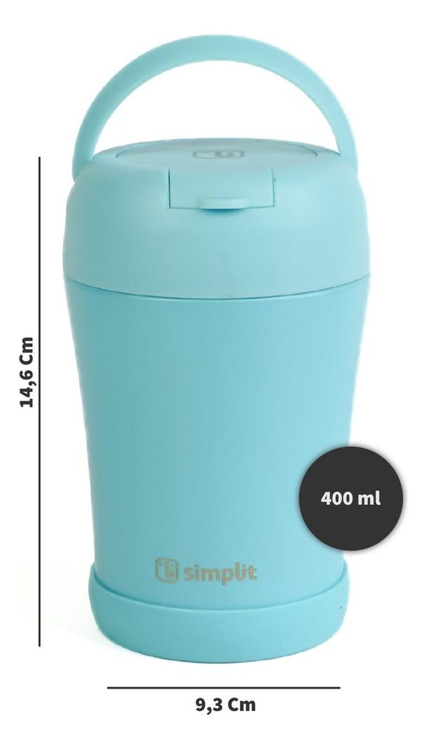Termo Comida 400ml Azul Cuchara Acero Inox Simplit-4