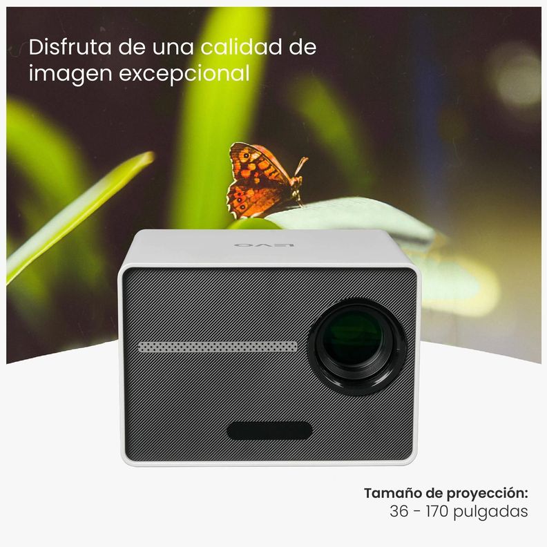 Proyector Portatil Halo 9000lm + Telón Electrico 80" LEVO-2