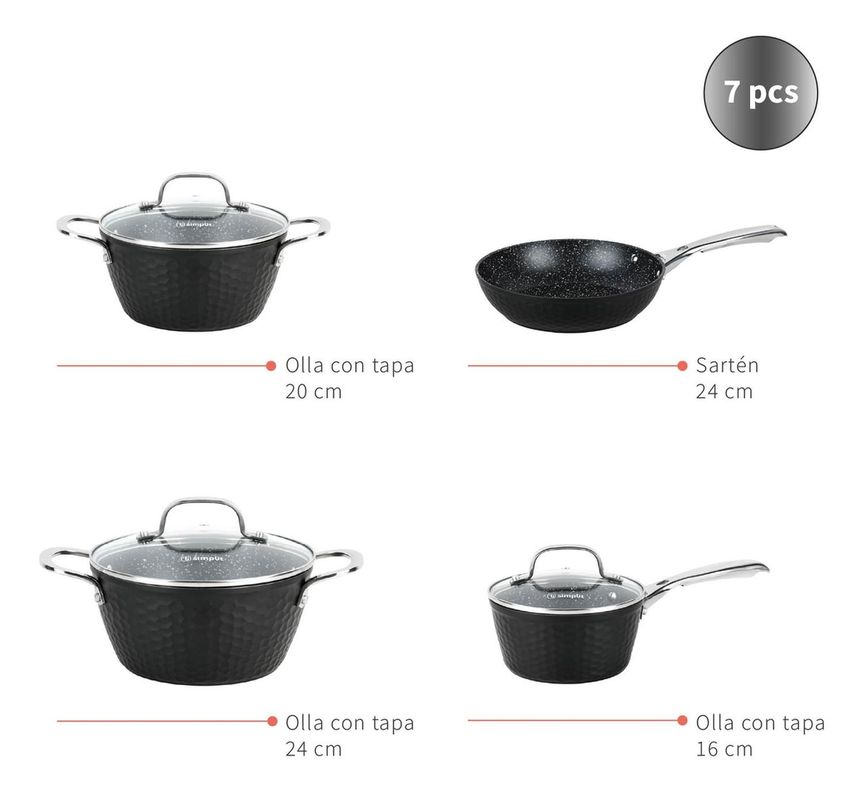 Batería de Cocina Antiadherente Black Copper 7 Pzs Simplit-3