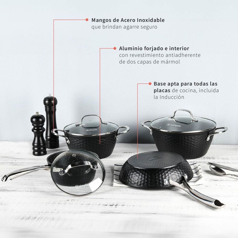 Batería de Cocina Antiadherente Black Copper 7 Pzs Simplit-4