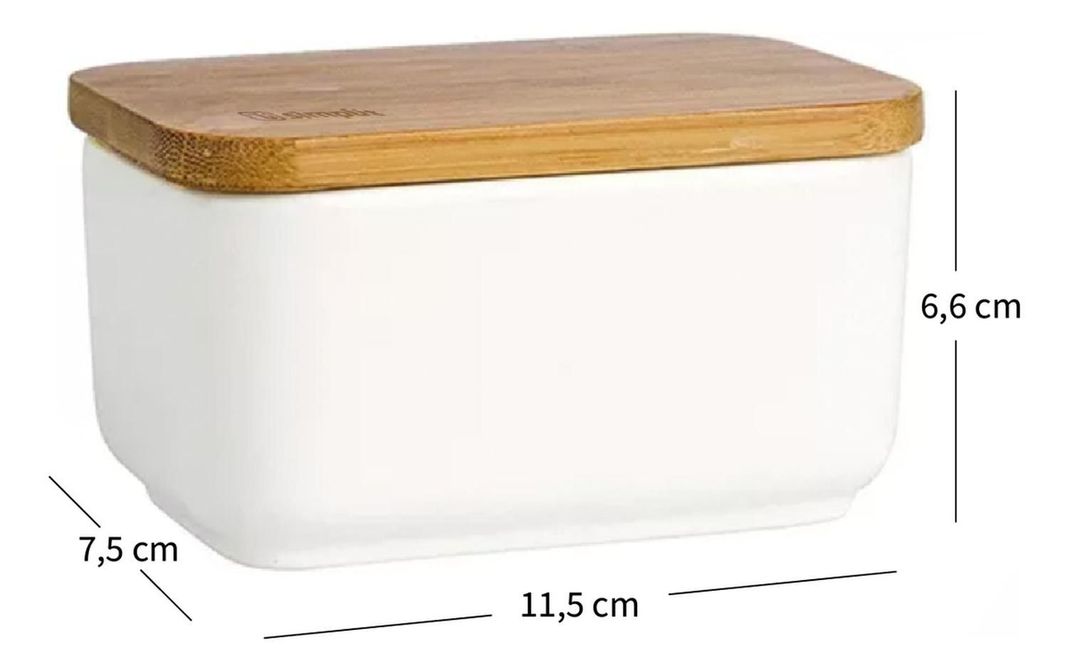 Mantequillero de Cerámica Tapa Bamboo 300 ml Simplit-2