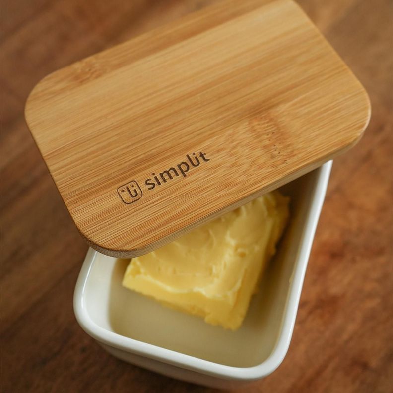 Mantequillero de Cerámica Tapa Bamboo 300 ml Simplit-4