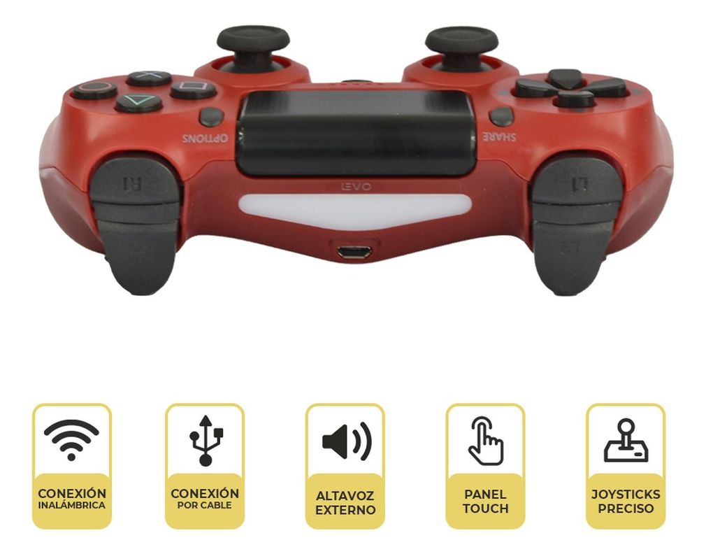 Control Joystick Inalámbrico doble Shock P4 Rojo Levo-1