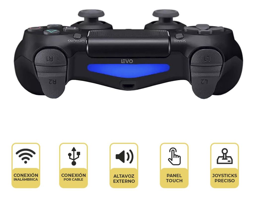 Control Joystick Inalámbrico doble Shock P4 Negro Levo-1