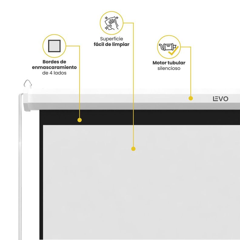 Proyector Portatil Nova 9000lm + Telón 80" Eléctrico LEVO-5
