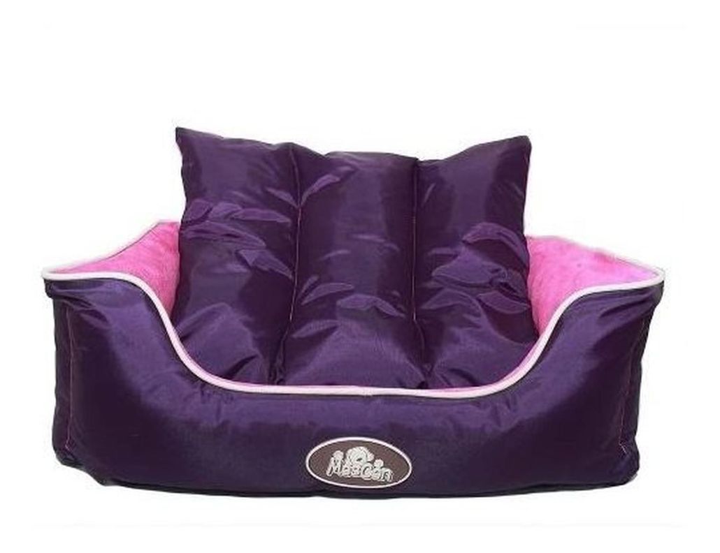 Cama Reversible Doble Color Perro Talla M Morado Mascan-0