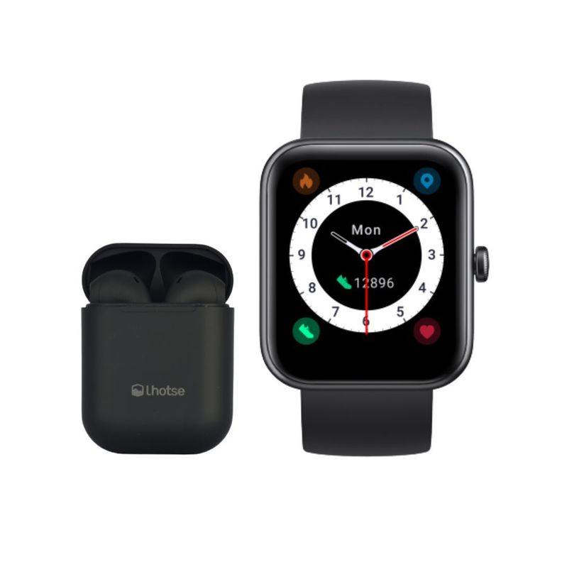 Pack Smartwatch Lhotse Live 206 42mm Black + Audifono RM12-0
