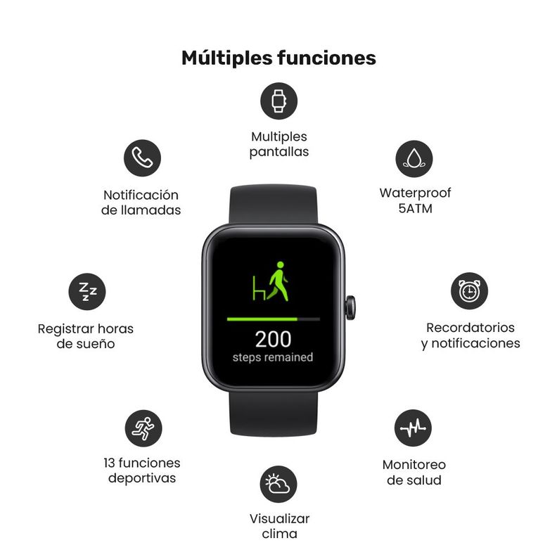 Pack Smartwatch Lhotse Live 206 42mm Black + Audifono RM12-2