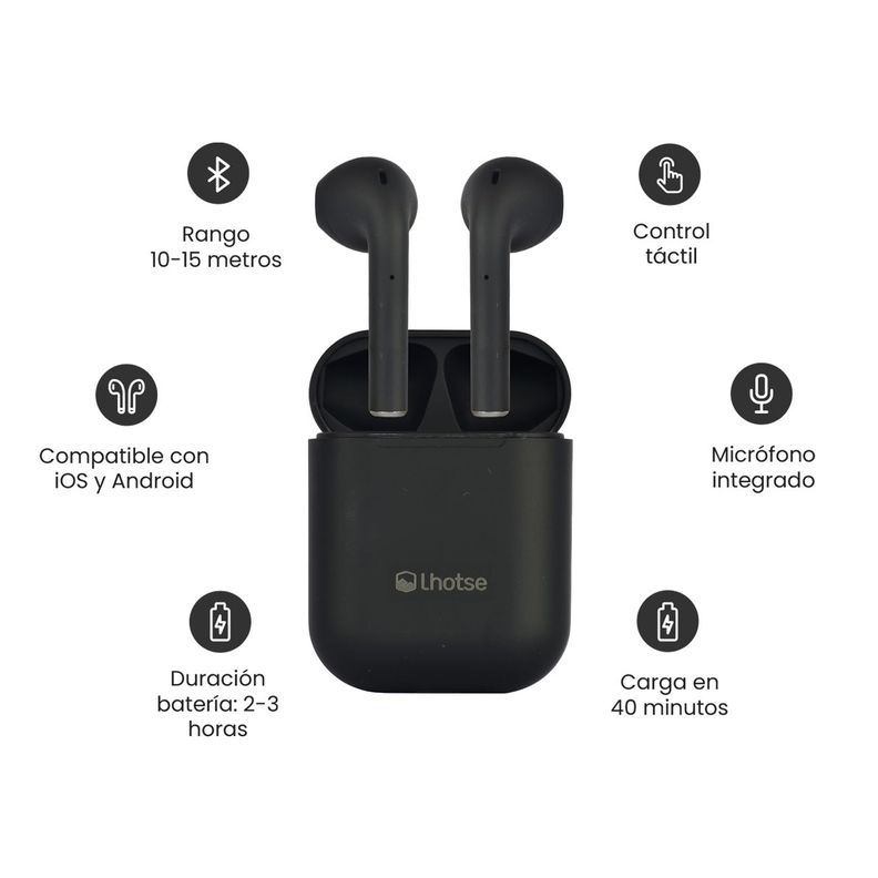 Pack Smartwatch Lhotse Live 206 42mm Black + Audifono RM12-5
