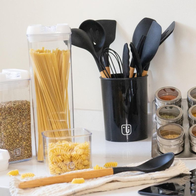 Set 12 Utensilios De Cocina Silicona Negro Simplit-4
