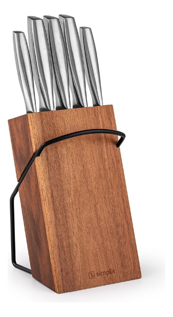 Set Cuchillos Stahl 5 pcs Acero Inoxidable + Taco Simplit-0