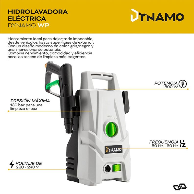 Hidrolavadora eléctrica Dynamo WP 1800w 130bar 220/240V 60Hz-1