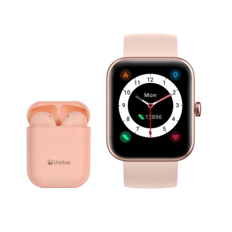 Pack Smartwatch Lhotse Live 206 42mm Pink + Audifono RM12-0