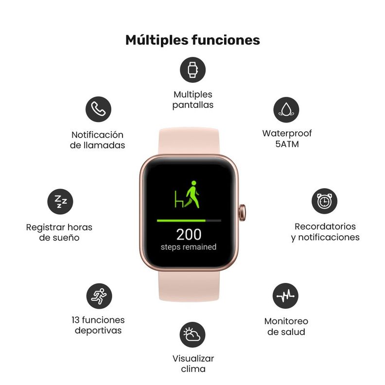Pack Smartwatch Lhotse Live 206 42mm Pink + Audifono RM12-2