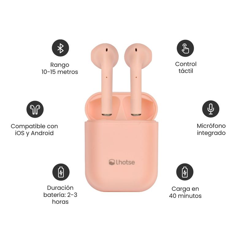 Pack Smartwatch Lhotse Live 206 42mm Pink + Audifono RM12-6