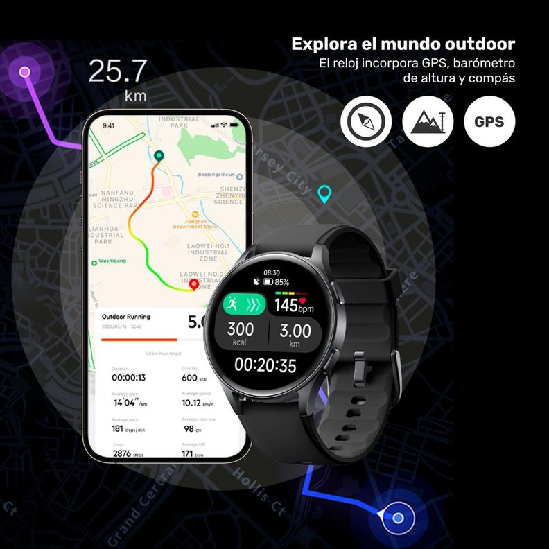 Reloj Smartwatch Lhotse Vibe 05 GPS Black 45mm-3