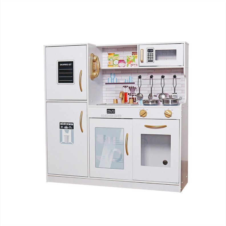 Cocina de Juguete Infantil Ninos Madera Accesorios Bandu Blanco