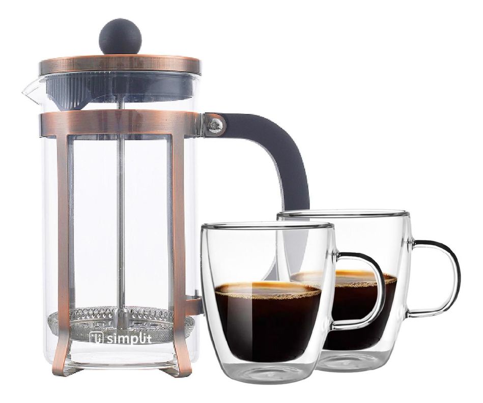 Pack Cafetera Francesa 600 ml + Set 2 Tazas 350 ml Simplit-0