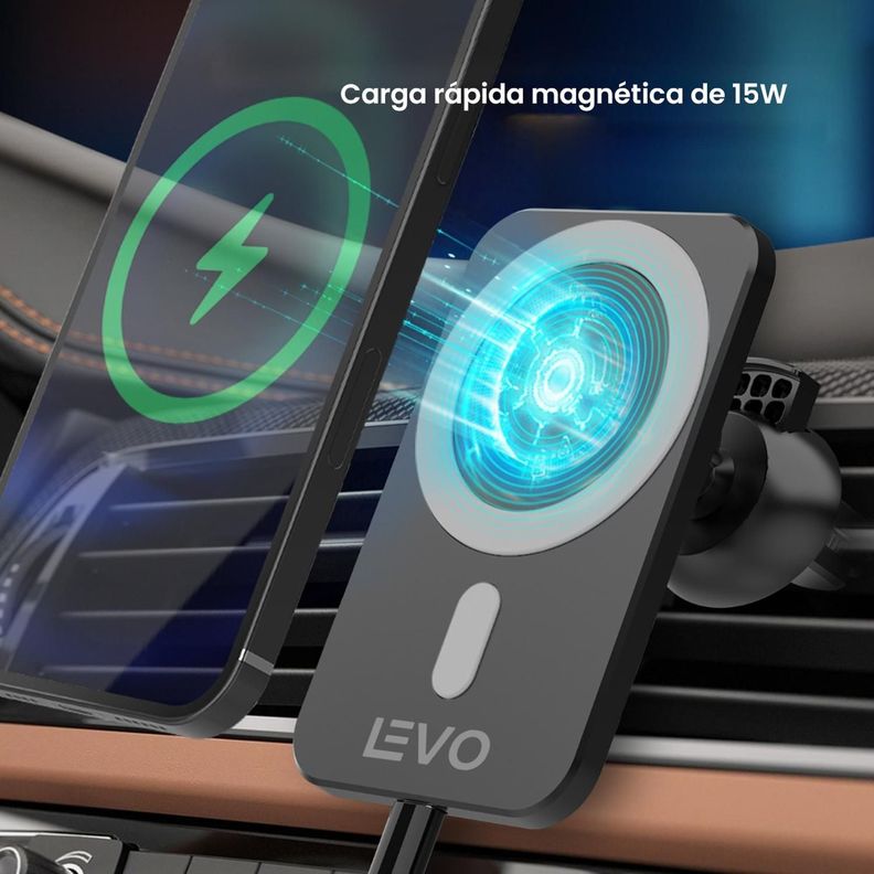 Cargador Inalámbrico Rápido Auto iPhone 12/13 V+ Levo-6