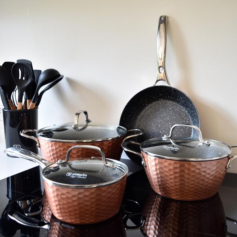 Kit Batería Cocina 7 Pza + Set 12 Utensilios Calipso Simplit-1